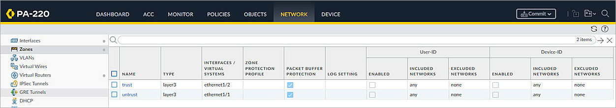 Screenshot of Palo Alto, Basic Settings 2